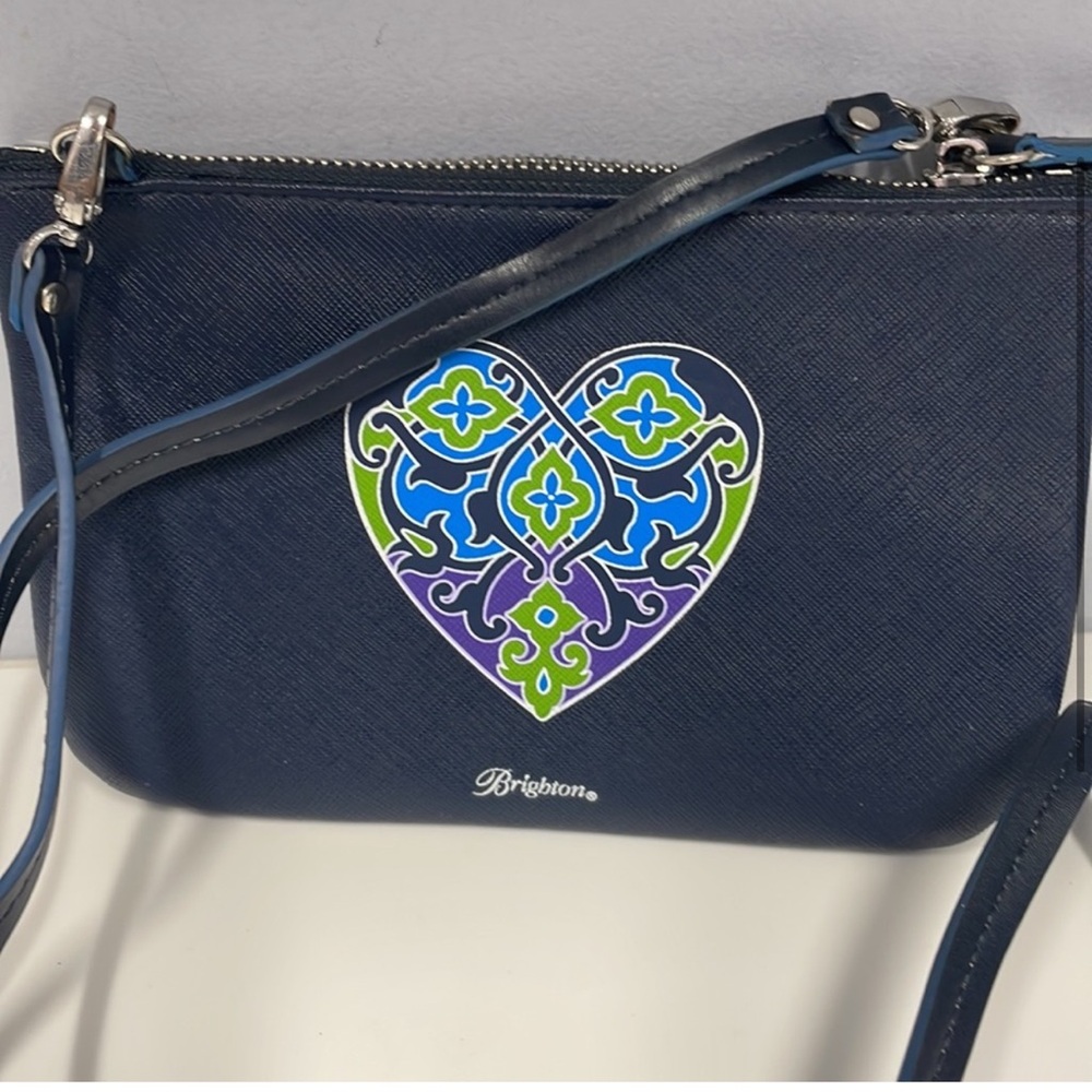 Brighton Blue Crossbody Bag with Colorful Heart - Picture 6 of 11